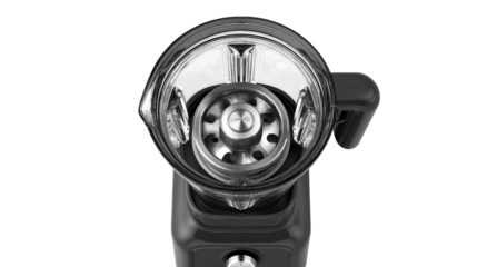 Commercial-grade blender top view showing powerful motor and large capacity jar isolated on a Transparent background, PNG file.