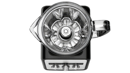 Commercial-grade blender top view showing powerful motor and large capacity jar isolated on a Transparent background, PNG file.
