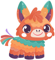 Colorful cartoon piñata character with large eyes and playful design.