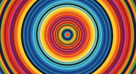 Hypnotic concentric circles of vibrant rainbow hues creating an optical illusion