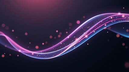 Fototapeta premium Futuristic neon wave background with glowing purple and blue lines, dynamic abstract design for website hero, marketing campaign, or presentation backdrop with copy space for text