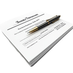 Stack of Documents with Pen, Representing Business, Legal on transparent background