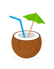 Coconut cocktail drink illustration