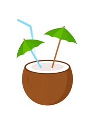 Coconut drink with umbrellas