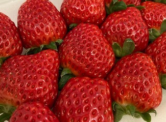 red strawberries close up