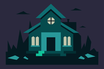 Naklejka premium abandoned dollhouse stage broken walls eerie setting