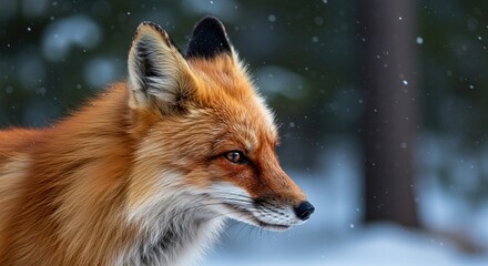 Winter's Embrace: A Red Fox in a Snowy Landscape