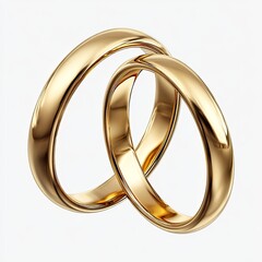Two gold wedding rings intertwined