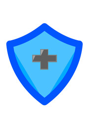 Fototapeta premium Blue shield antibacterial icon. Clean protection symbol. Suitable for hygiene campaign and soap packaging. Modern health safety design.