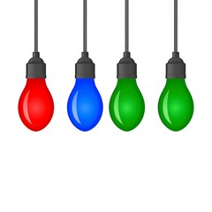 Colorful hanging light bulbs