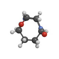 Molecular structure of an organic compound represented as a ball and stick model for scientific purposes isolated on transparent background