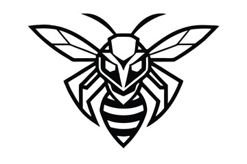 Striking wasp illustration presents distinctive black outline featuring prominent wings and striped body