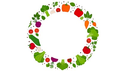 Colorful vegetable circle frame
