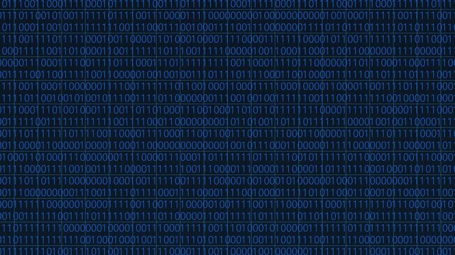 Seamless Pattern of Blue Binary Code Numbers on a Dark Background Representing Digital Data and Technology . 4k video