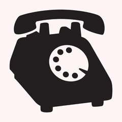 Vintage Rotary Telephone Silhouette Icon