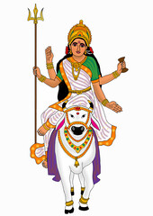 hand drawn digital art of goddess mahagauri