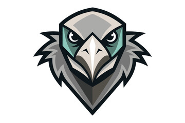 Striking bird mascot showcases a stern gray eagle with piercing white eyes