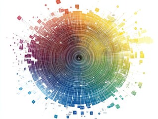 Colorful Digital Data Visualization Circular Chart with Gradient Spectrum