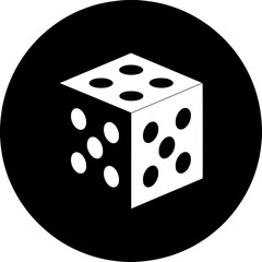 Lucky Roll Icon – Minimal Dice Cubed in Bold Black Circle