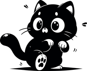 Playful Black Kitten Cartoon illustration