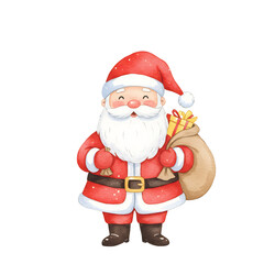温かい笑顔のサンタクロースイラスト　幸せなクリスマス