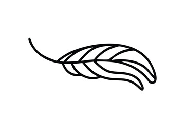 Obraz premium Thin black outline drawing of a single palm leaf on a clean white background minimalist tropical botanical art