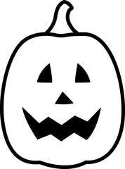 Cute Jack-o'-Lantern thick line pumpkin design isolated.
Halloween Pumpkins outline icon vector.
Transparent background.