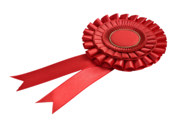 Red rosette award ribbon isolated on transparent background