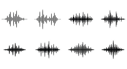 Various sound wave patterns graphic design elements