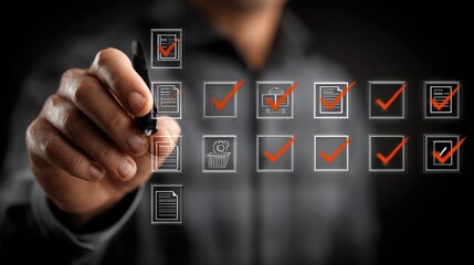 Hand checking items off a digital checklist