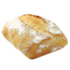 Artisan Crusty Bread Loaf, Rustic Style, Golden Brown, Flour Dusting, Isolated on white