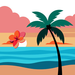 Tropical beach palm scene