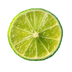 Vibrant Lime Slice: Juicy, Fresh, Zesty Citrus Cross Section, Isolated on white Background.
