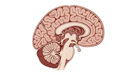 Detailed illustration of the human brain, showcasing its intricate structure and vital functions for health and medicine