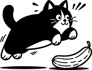 Cat Jumping Scared by Cucumber