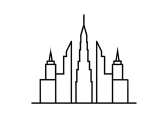 Fototapeta premium Iconic petronas towers outline illustration showcasing the kuala lumpur skyline in a clean modern design