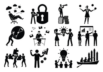 Business concept silhouettes isolated on white background silhouette