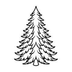 Obraz premium Clean vector line art illustration of a pine tree with a simple outline and natural silhouette