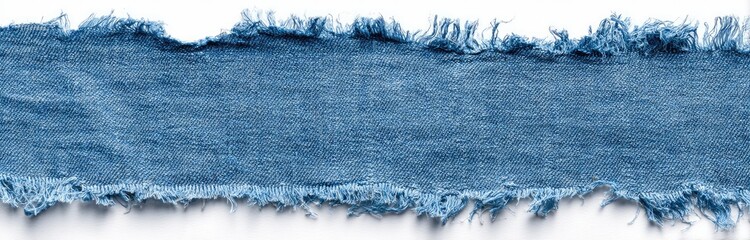 Ripped denim strip against white