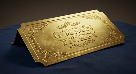 Fototapeta premium Folded Golden Ticket with Elegant Details