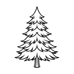 Obraz premium Clean vector line art outline of a pine tree perfect for nature themed designs and illustrations