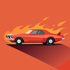 Classic Muscle Car Burning Rubber	
