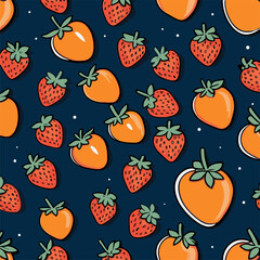 vector illustration of strawberry and orange pattern