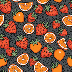 vector illustration of strawberry and orange pattern