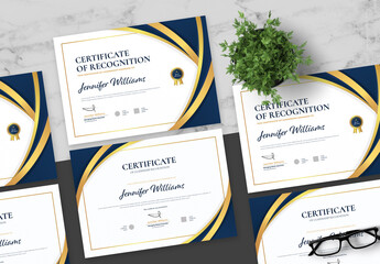 Gradient Gold And Blue Recognition Certificate