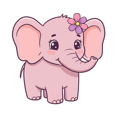 Fototapeta premium かわいいピンクの象さんイラスト パステルカラーで優しい雰囲気