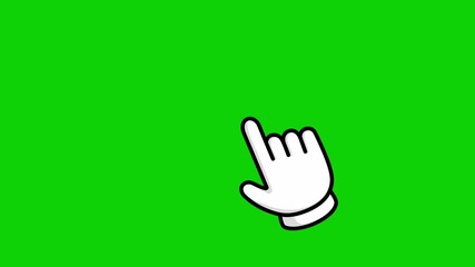 animated hand cursor moving clicking with green background