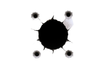 Impact Marks: Multiple Bullet Holes Creating a Pattern of Destruction and Damage on a Surface