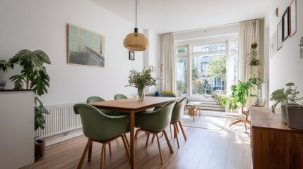 Bright, airy modern dining room