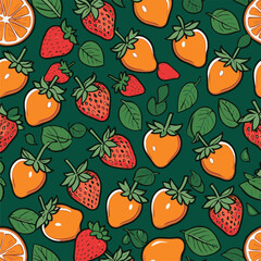 vector illustration of strawberry and orange pattern